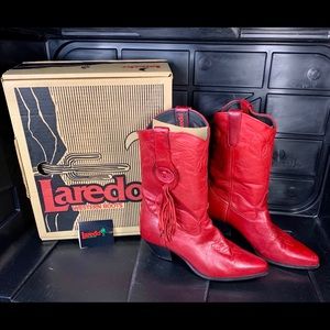Laredo Cowboy Red Fringe Leather Western Boot 8 M